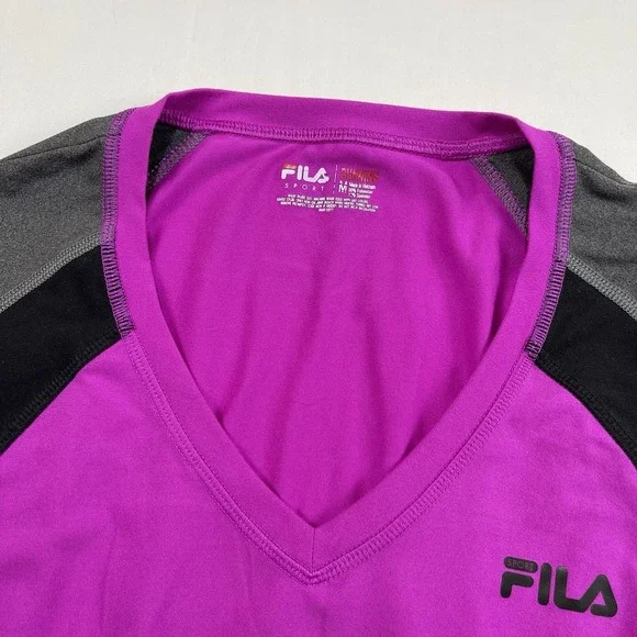 FILA Sport Womens Performance Running Shirt Medium Long Sleeve Black/pink - Picture 7 of 13